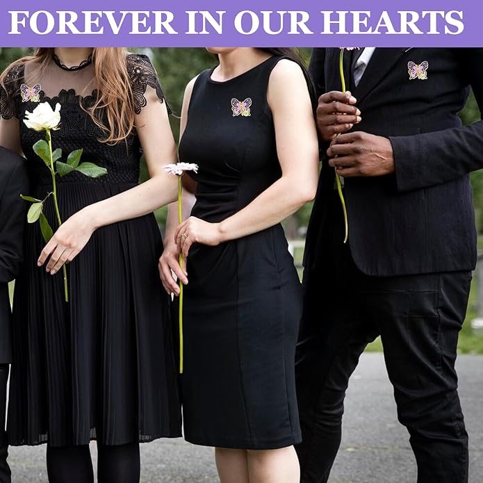 Funeral Favors for Guest Celebration of Life Favors Butterfly Pins Brooches Organza Bags Thank You Cards for Memorial Party Supplies Guest Family Friends Return Favors Funeral Gifts