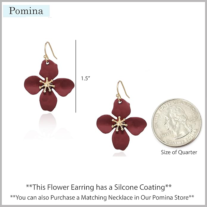 POMINA White Flower Statement Necklace for Women, Floral Bib Collar Necklace with Adjustable Chain, Flower Earrings, Elegant Costume Jewelry for Weddings, Gifts for Women