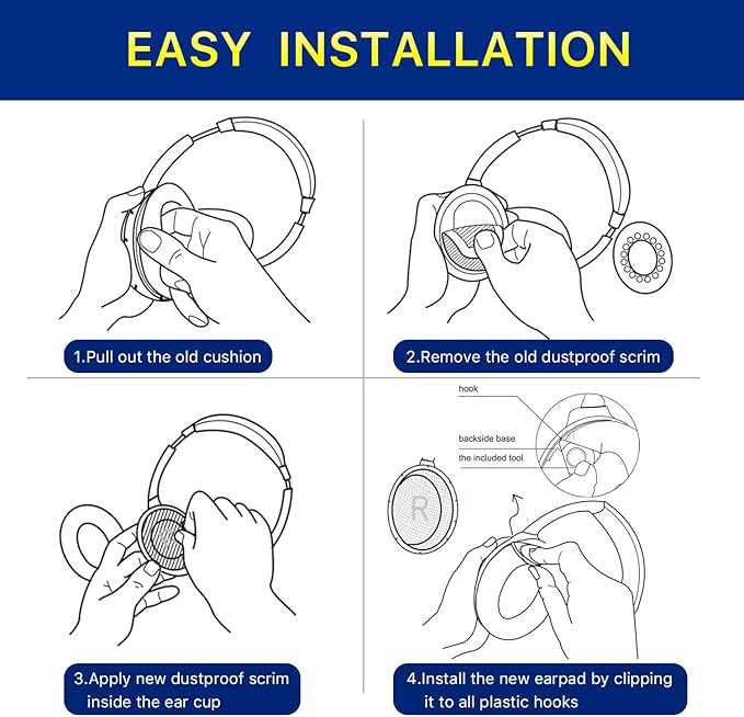 Replacement Ear Pads for Bose QuietComfort 35 (QC35) & Quiet Comfort 35 II (QC 35 ii) Headphones, EarPads Cushions with Noise Isolation Memory Foam, Softer Protein Leather, Added Thickness