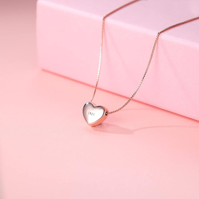SLUYNZ Genuine 925 Sterling Silver Tiny Love Heart Pendant Necklace for Women Simple Sweet Heart Choker Necklace