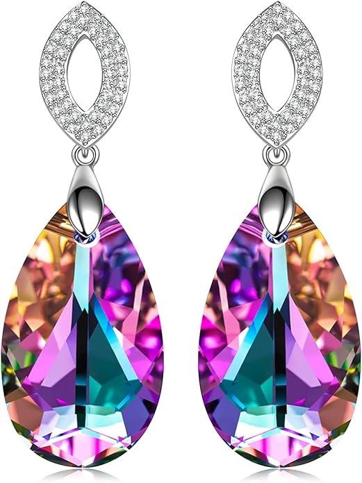 925 Sterling Silver Earrings, Created with Swarovski® Crystals, White Gold Plated, Earrings for Women, Gift for Women – for Birthday, Anniversary, Christmas & Valentine's Day