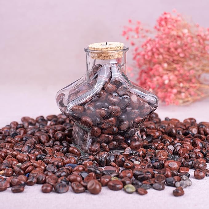 Polished Mahogany Obsidian Crystal Chips Set, 0.4'', 128 Pcs - Handpicked Natural Tumbled Stones and Crystals Bulk for Healing, Reiki, Meditation, Witchcraft and Home Decor