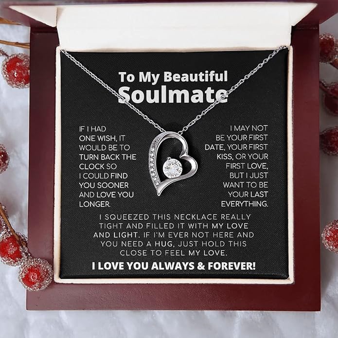 To My Beautiful Soulmate Necklace For Women, Necklace For Wife From Husband, Girlfriend Necklace From Boyfriend, Wife Birthday Gifts From Husband, Gifts Boxes For Women, Soulmate Necklace For Her