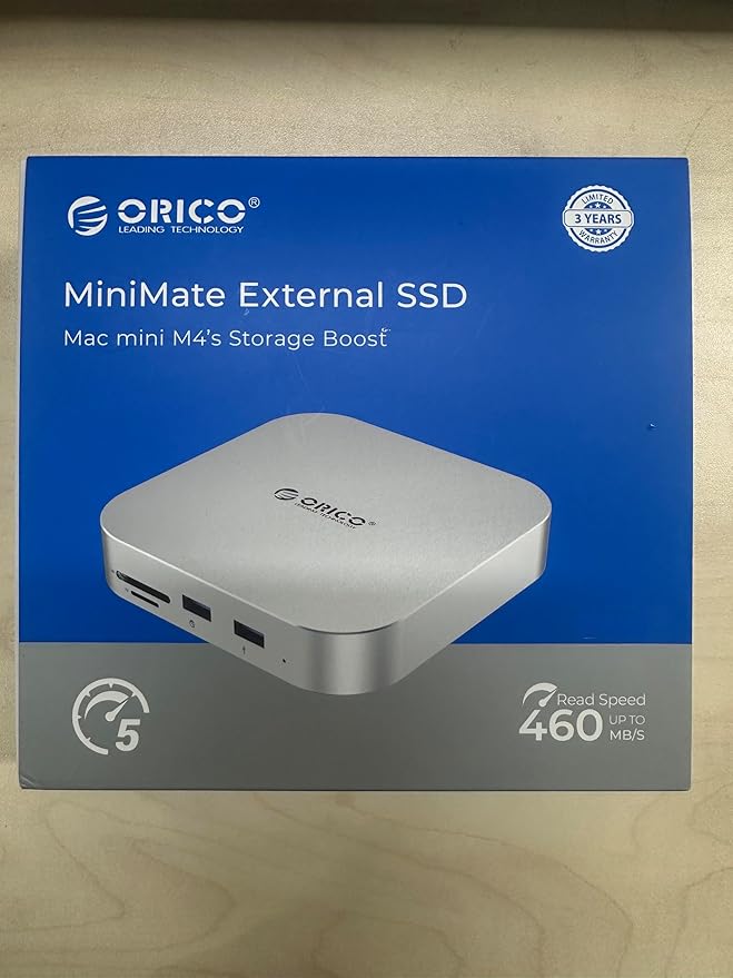 ORICO MiniMate SE Mac mini M4 4TB Storage & Docking Station, External SATA SSD (Non-Removable) 5Gbps(480MB/s), USB A*4, USB-C, SD/TF 3.0, 3.5mm Audio, Includes 2 Cables – M4SE