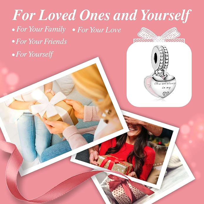 Family Mom Heart Charms 925 Sterling Silver Bead for Bracelets and Necklaces For Women Jewelry Present