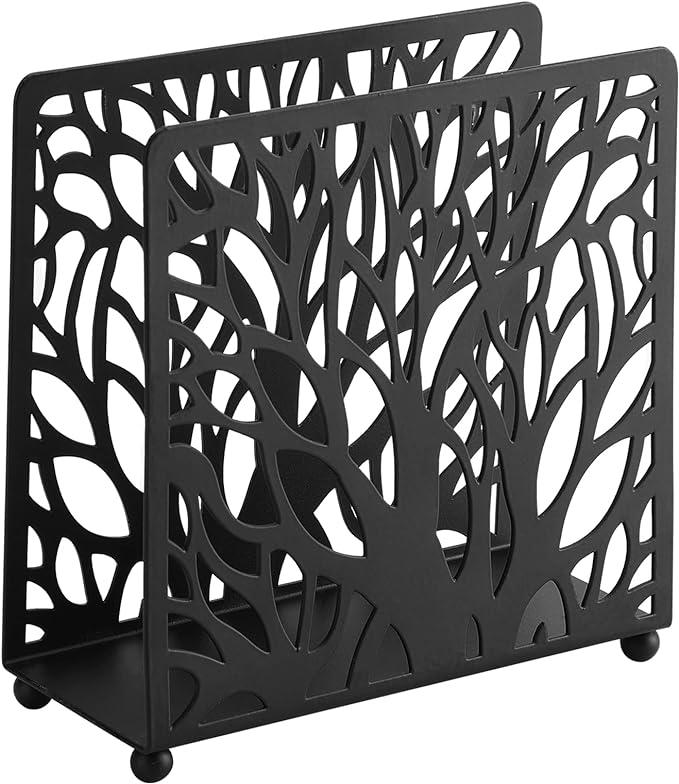 Farmhouse Black Napkin Holder for Tabletop Decor and Kitchen, Metal Table Napkin Holder Stand for Home Restaurant Picnic Party