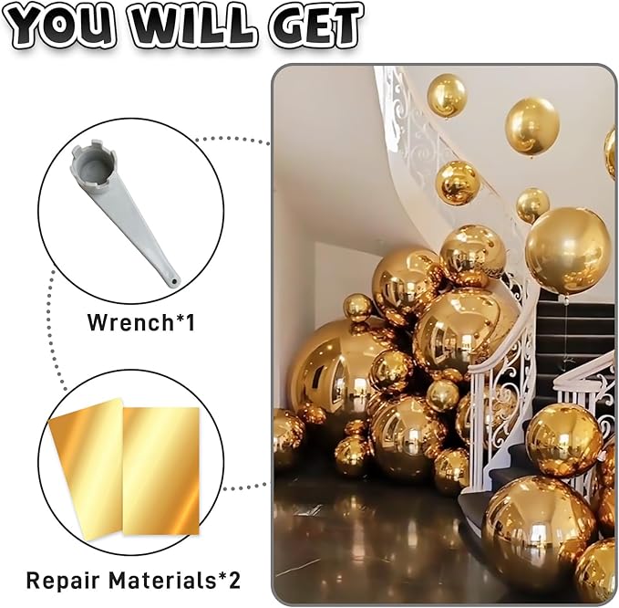47.2in Inflatable Mirror Ball,Shiny Inflatable Balll Silver/Gold/Iridescent,PVC Hanging Large Disco Ball Decor for Party, Concerts, Stage, Wedding Decoration (1 Piece,Without Air Pump)