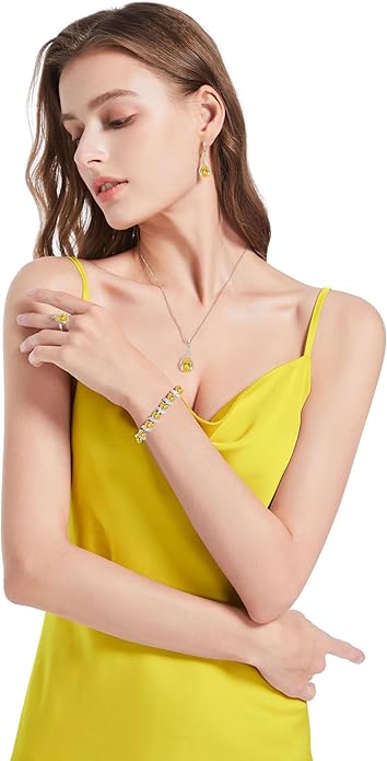 GZWHD Jewelry Set for Women CZ Earrings Necklace Ring Bracelet Set Prom Party Wedding Jewelry Gift for Mother Friend Wife