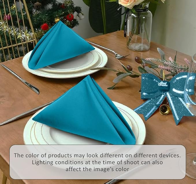 Ruvanti Cloth Napkins Set of 4, 18x18 Inches Napkins Cloth Washable, Soft, Durable, Absorbent, Cotton Blend. Table Dinner Napkins Cloth for Hotel, Lunch, Restaurant, Wedding Parties - Teal