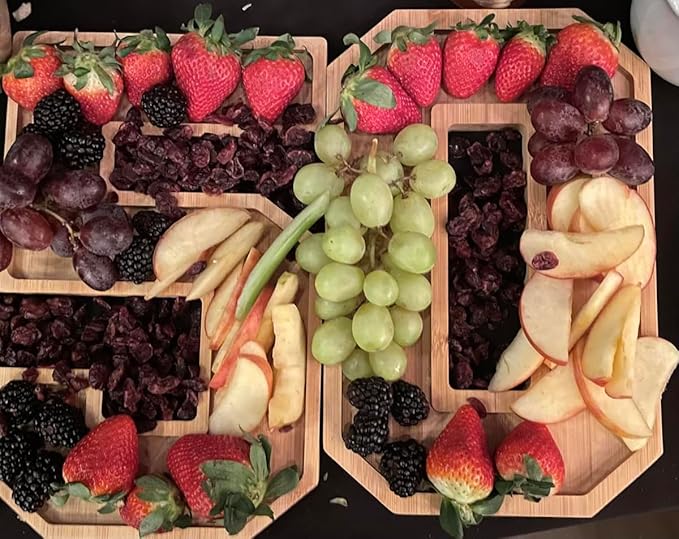 15.8'' Bamboo Wooden Number Charcuterie Board Box, Fillable Number 9 Serving Tray, Wood Charcuterie Boards for Fruit Cheese Platter Vegetable Food Dish Plates, Anniversary Birthday Party Decoration