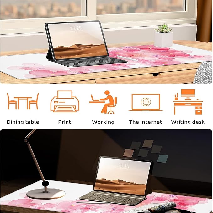 Watercolor Corgi Gaming Mouse Pad, Large Office Desk Mat, Anti-Slip Rubber Base Mousepad for Computer Laptop Keyboard, Smooth Desk Pad for Home Office Gamer Work Accessories 31.5" x 11.8"