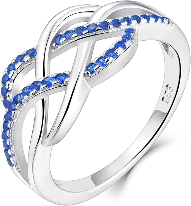 YL Celtic Knot Rings 925 Sterling Silver Twisted Knot Ring Birthstone Infinity Statement Jewelry for Women-size5