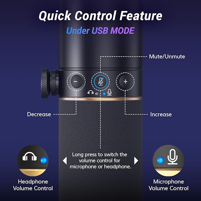 TONOR XLR/USB Gaming Mic, Dynamic Microphone for Podcast Recording Streaming with RGB Light, Mute Button, Headphones Jack, Monitoring, Desktop Stand, Metal Vocal Mic for PC Mac Android PS4/5 TD520S