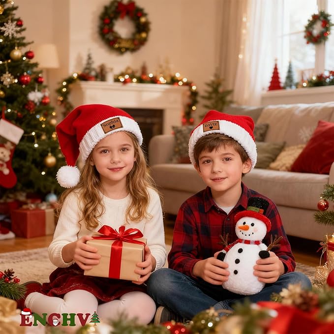 Custom Christmas Hats for Family Santa Hat Unisex Christmas Decorations Comfort Xmas Hat for New Year Festive Party