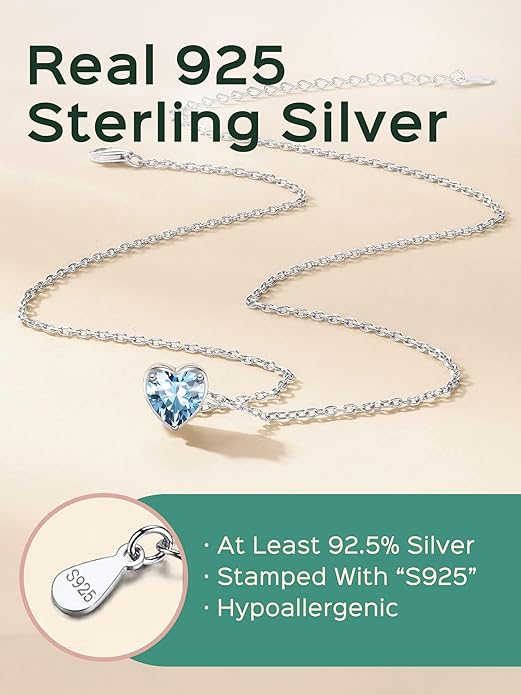 ChicSilver 925 Sterling Silver 12 Months Sparkling Round Cut Created Birthstone Pendant Necklace, 16 Inch Rolo Chain