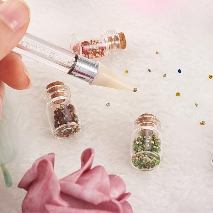 Fashewelry 5500pcs Mixed Color Glass Pointed Back Rhinestone 2mm Crystal Faceted Diamond Rhinestone Beads with Golden Back Clear Round Cabochons for Nail Art Replacing Jewelry
