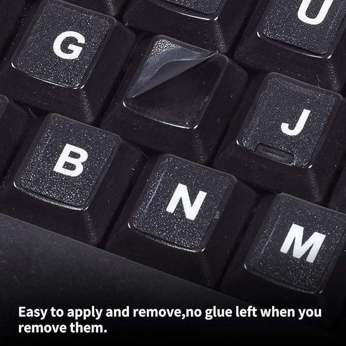 2PCS English Keyboard Letters Replacement Stickers, Large Print Bold White Font on Black Background US Keyboard Letter Stickers for Laptop Desktop Computer Keyboard Alphabet Stickers