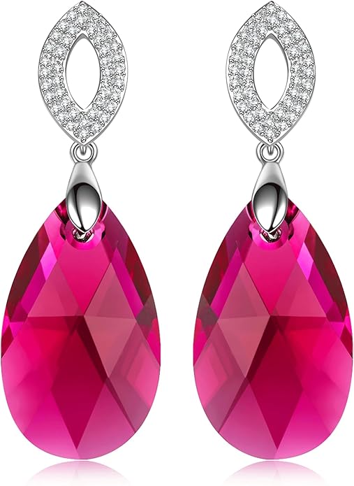 925 Sterling Silver Earrings, Created with Swarovski® Crystals, White Gold Plated, Earrings for Women, Gift for Women – for Birthday, Anniversary, Christmas & Valentine's Day