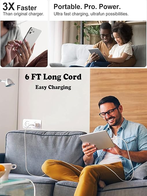iPhone Charger Fast Charging,iPhone Fast Charger 2Pack Type C Fast Charger Block Plug Adapter 6FT USB-C to Lightning Cable Cord for iPhone 14/13/13 Pro/12 Pro/12 Pro Max/11/Xs Max/XR/X/SE,iPad,AirPods