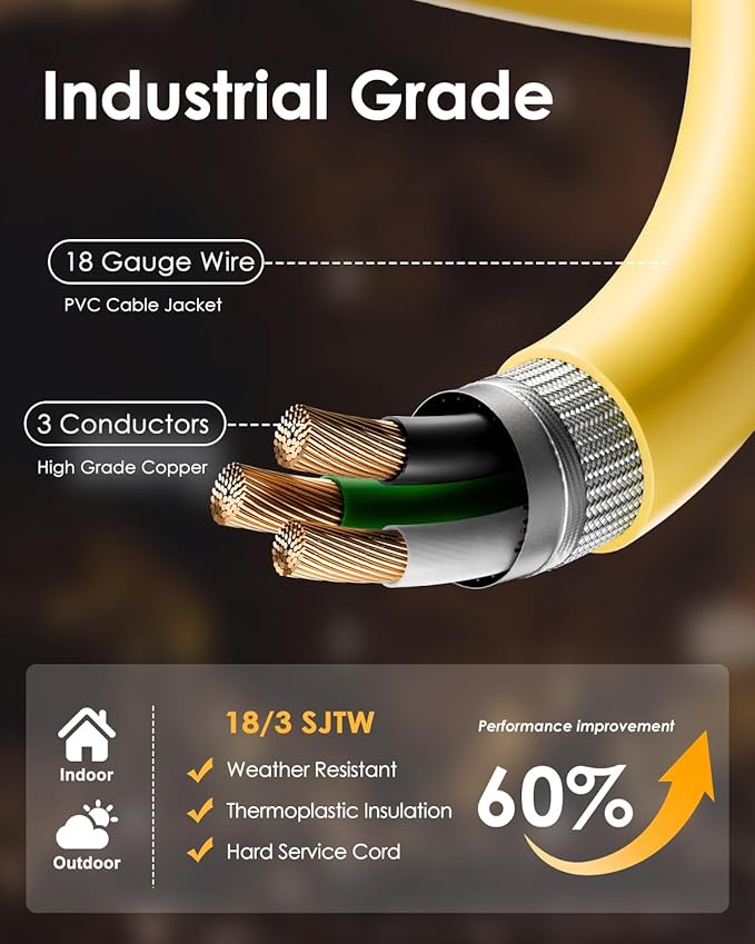100FT LED Construction String Lights - 3 Prong, 130W 16000LM Plug in Linkable String Work Lights, 5000K Weatherproof Temporary Lighting for Construction Sites, Jobsites, Indoor & Outdoor, UL Listed