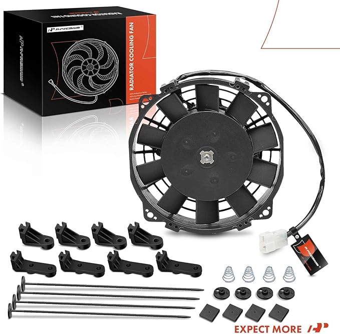 A-Premium 6.5'' 6.5 inch Slim Fan Pull Universal Electric Radiator Cooling Fan Assembly, 12V 80W with Mount Kit