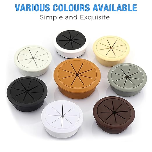 Desk Grommet 2" (50 mm), Desk Hole Cover for Cables Brown, Cable Grommet ABS Plastic, Desk Hole Grommet for Office and Home Table Cable, Detachable & Flexible Cable Cord Organizer-2 Pcs