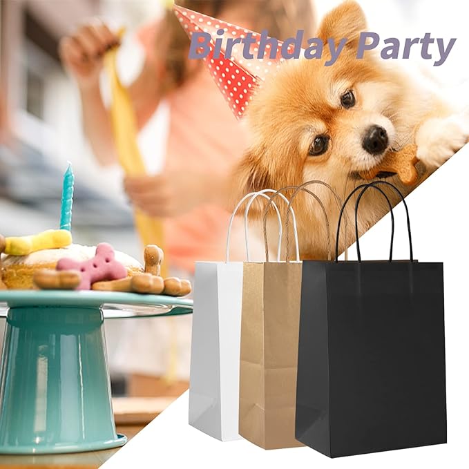 COGLARING 50Pcs Black Gift Bags with Handles - 11x5.9x11 Inch Paper Bag for Parties, Shopping, Grocery & Takeout - Black Paper Gift Bags Bulk