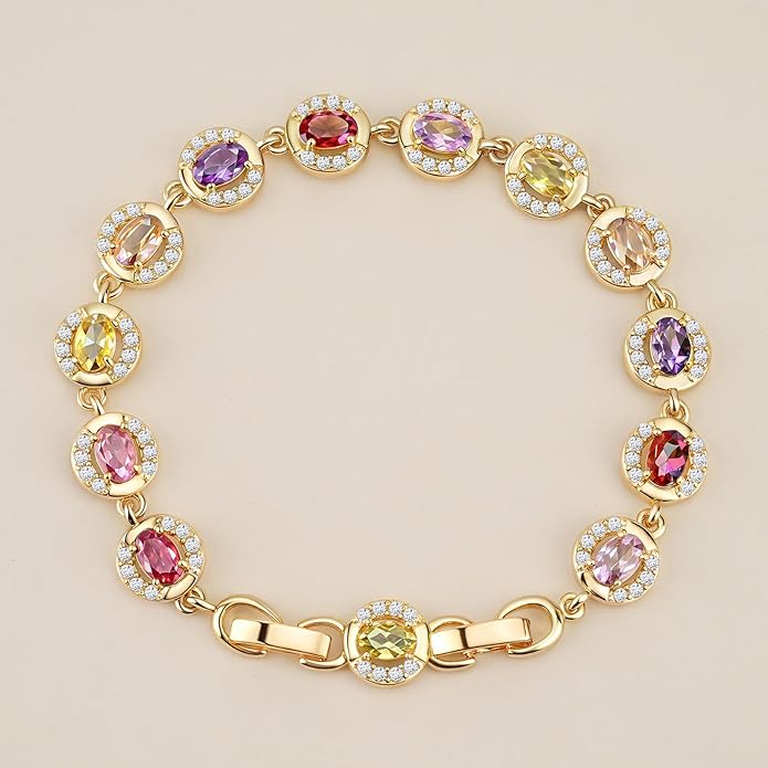 Tennis Bracelet for Women 14K Gold Plated Cubic Zirconia Bracelet,Classic Crystal Tennis Bracelet, Rhinestone Delicate Bracelet Gift for Her