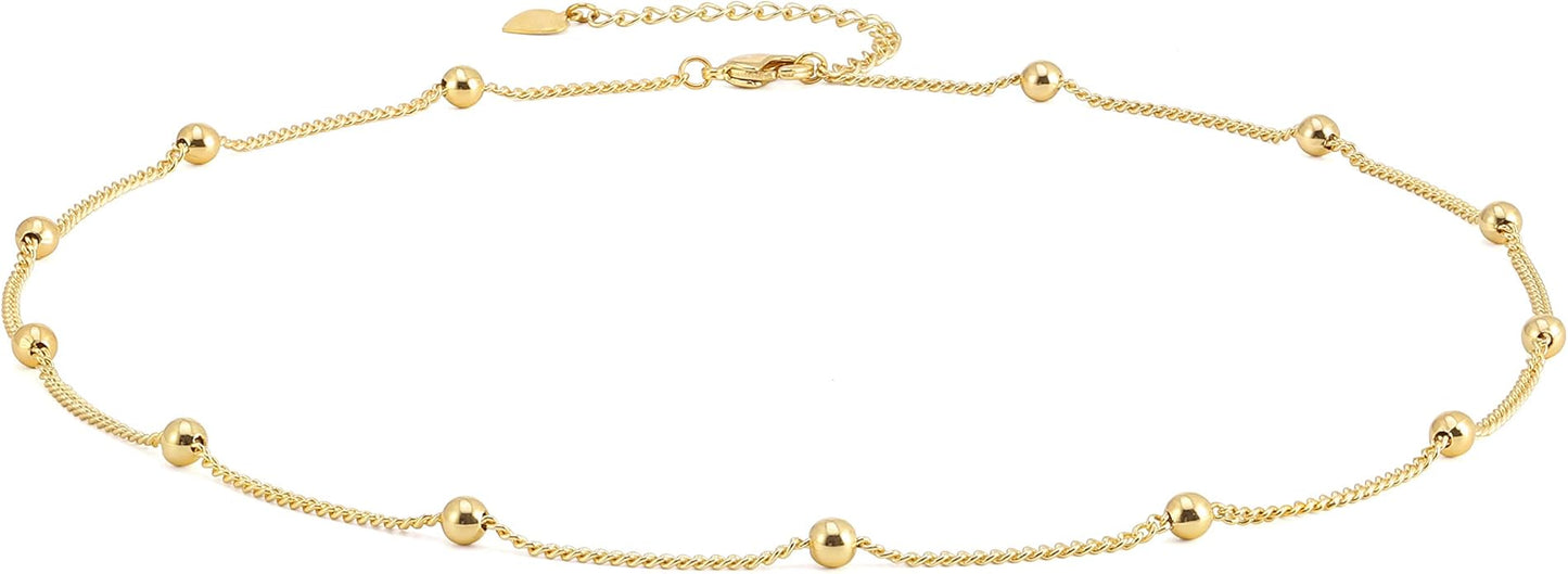 Aobei Pearl 18K Gold Plated Paperclip Chain Choker Satellite Chain Freshwater Cultured Biwa Pearl Pendant Necklace Dainty Jewelry for Women