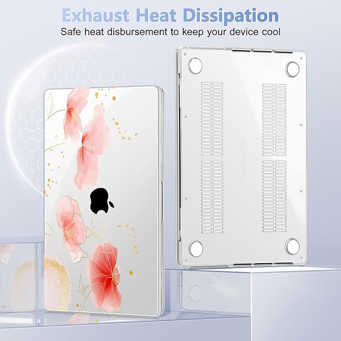 for MacBook Pro 16 inch Case 2021 2022 2023 2024 Release A3186 A3403 M4 A2991 M3 A2780 M2 A2485 M1 Pro/Max, Hard Shell Case with Screen Protector & Keyboard Cover, Spring Floral