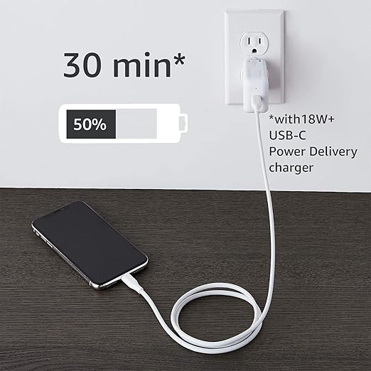 Amazon Basics USB-2.0 Type C to Lightning Cable (MFi Certified), 3 Feet, White