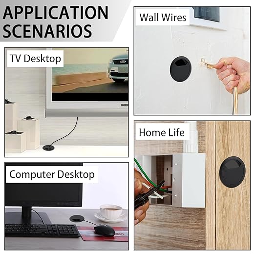 2 Inch(50mm) Desk Grommet,13 Pieces Wire Grommet, Desk Hole Cover for Cables with Hole Saw,Plastic Cable Cord Wire Hole Cover for Desk, Table,Cabinet,Countertop and Other Furniture(Black)