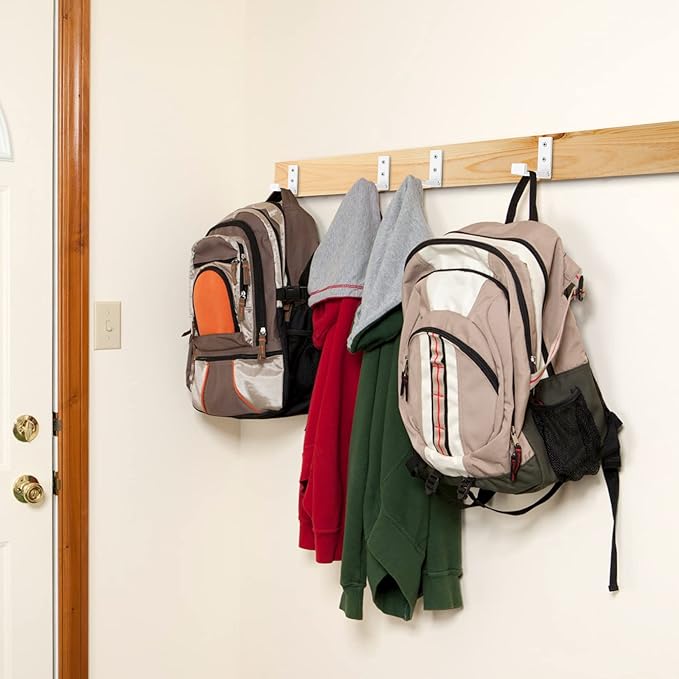 Folding Coat Hooks, 5pcs White Wall Hooks Heavy Duty for Hanging Coat Towel Backpack, Foldable Adhesive Hooks, Headphone Jacket Holder, Aluminum Alloy Hook with Screws for Purse Hat Bag Keys