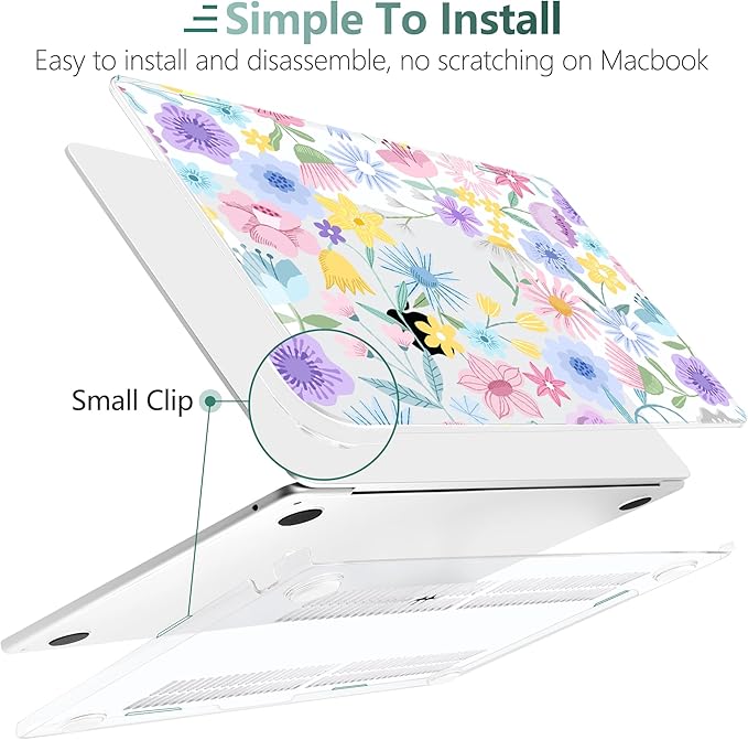 TWOLSKOO Compatible with M4 MacBook Air 15 inch Case 2025-2023 Released Model M4 A3241 M3 A3114 M2 A2941, Plastic Hard Shell & Screen Protector & Keyboard Cover & Type C Adapter, Flying Astronauts