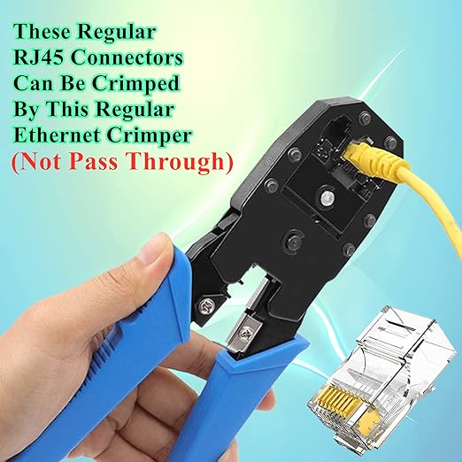 100-Pack Cat5 Cat5e RJ45 Connectors Ends for Solid Wire and Standard Cable (Not Pass Through)
