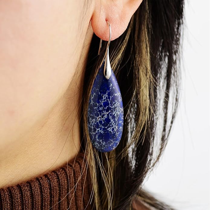 SELOVO Stone Fishhook Dangle Drop Earrings Statement Earrings for Women Stone