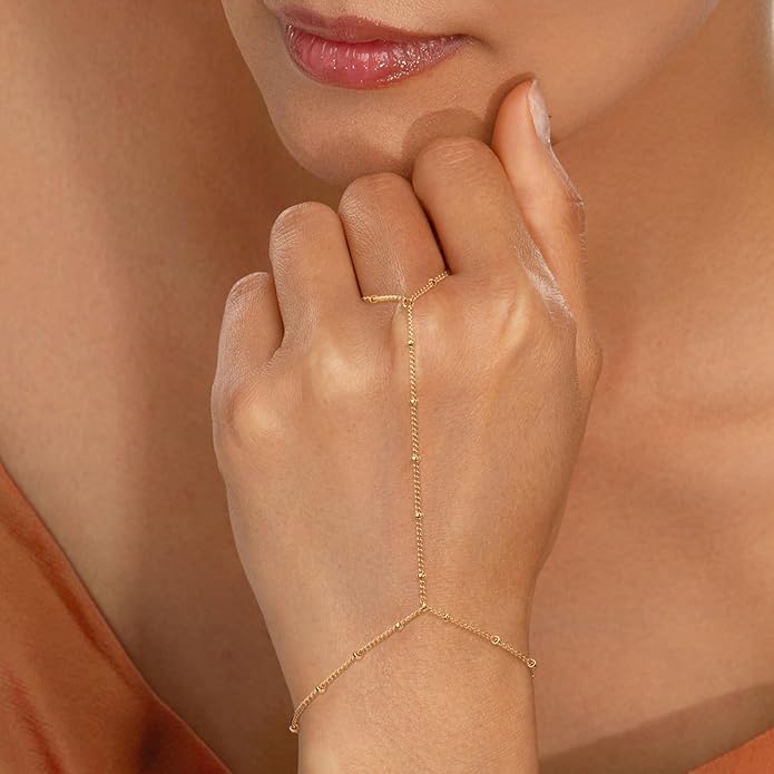 adoyi Valentines Day Gifts for Her Gold Bracelets for Women, 14K Gold Plated Stackable Bracelet Stack Set Adjustable Charm Paperclip Chain Cuban Link Layered Waterproof Jewelry Sets Gifts for Womens