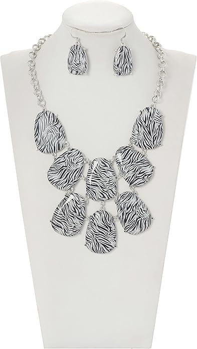 Firstmeet Chunky Bubble Statement Collar Necklace with Earrings for Women