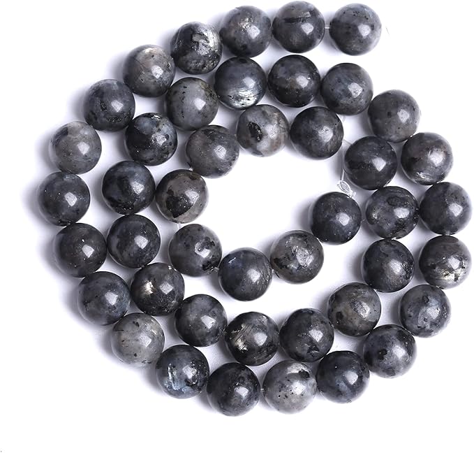 4mm 90pcs Natural Black Labradorite Stone Beads Round Larvikite Beads for Jewelry Making DIY Bracelet 15" (Black Larvikite Labradorite Beads, 4mm)