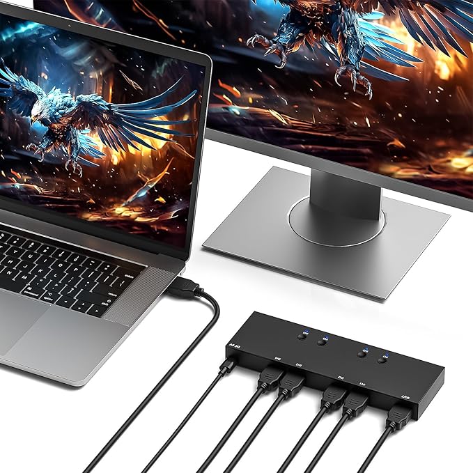 Y.D.F 4 Way HDMI Switch 4k@60Hz HDMI Switcher 4 in 1 Out HDCP 2.0 Manual HDMI 2.0 Hub Supports 3D Compatible with Nintendo Switch/Switch OLED/Xbox/ PS5/4/3 Blu-Ray Player Fire Stick Roku Apple TV