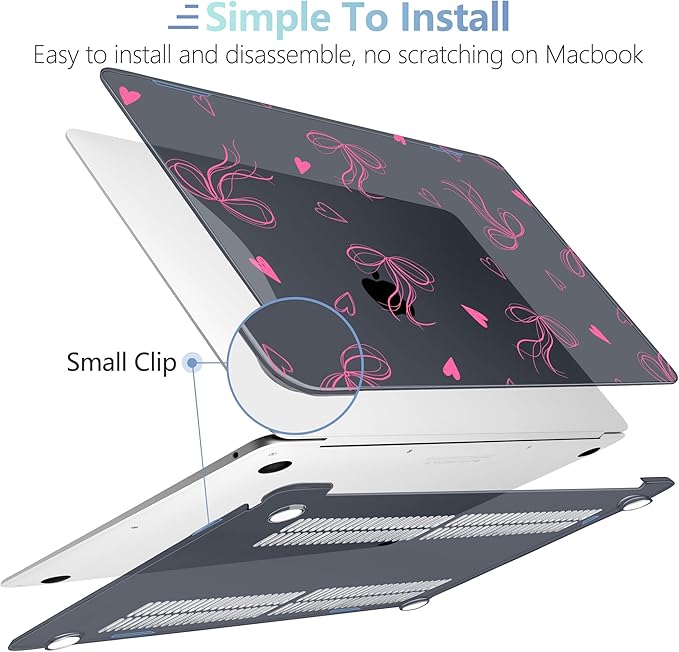 MEEgoodo for MacBook Air 13 inch Case 2021 2020 2019 2018 Released A2337 M1 A2179 A1932 with Touch ID, Plastic Hard Shell & Keyboard Cover Compatible with MacBook Air Case 13.3, Ribbons Bow