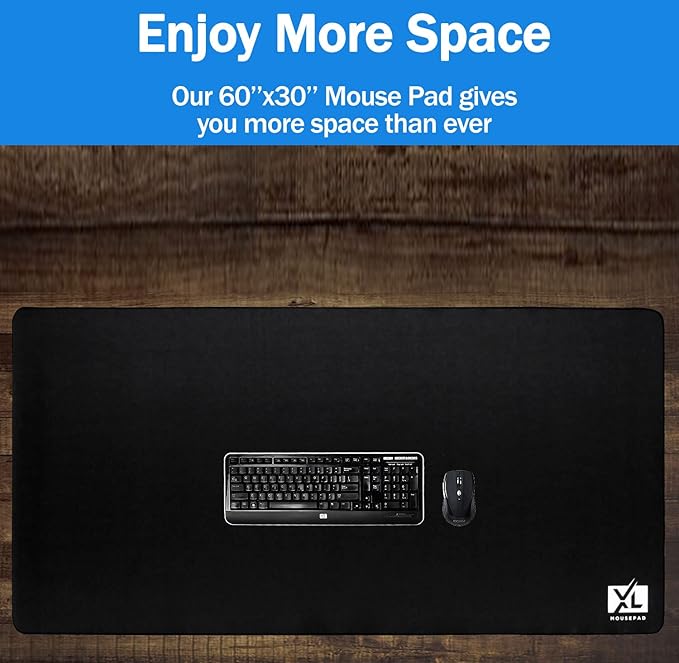 Big Desk Mouse Pad Extra Large for Gaming(60'' x 30'') - Super Thick Giant Mousepad for Full Desk with Rubber Base (Black, 4XL)