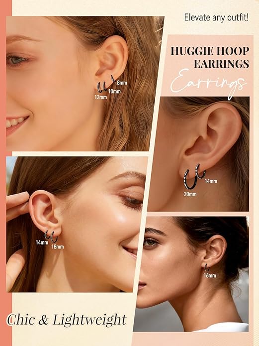 FaithHeart Sterling Silver Hoop Earrings for Women, Hypoallergenic Huggie Hoop Earrings Lightweight Small Cartilage Earrings Hoop Earring Dainty Everyday Earrings 6/8/10/12/14/15/16/18/20mm
