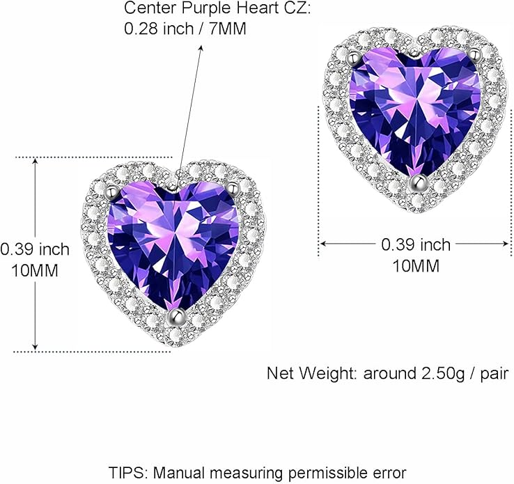 YOMELA Cubic Zirconia Earrings Studs, Halo CZ Birthstone Simulated Diamond Stud Earrings for Women