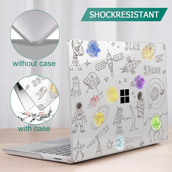 Tuiklol Case for 15 Inch Microsoft Surface Laptop 5/4/3 2022-2020, Model 1979/1953/1872/1873 Hard Shell Cover, Keyboard Cover+Screen Protector+Dust Plugs,Astronaut