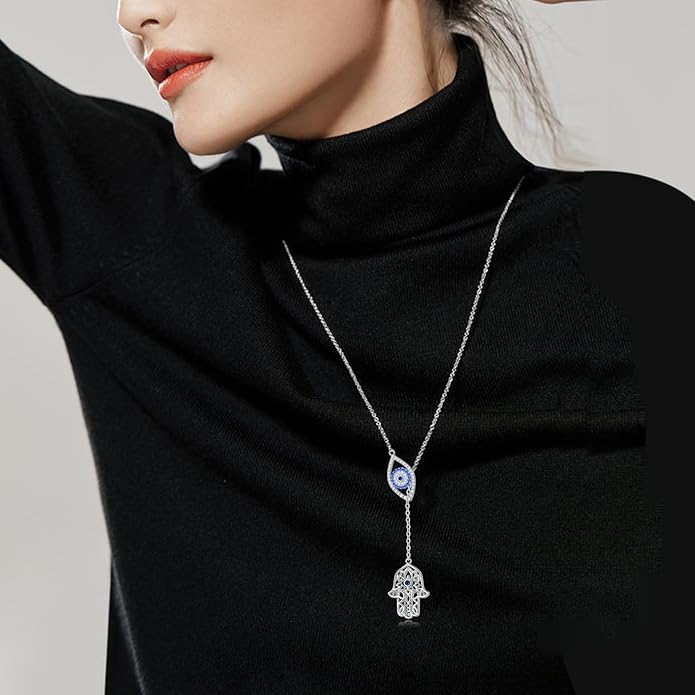 Long Necklace Sterling Silver Larait Bar Y Lariat Long Chain Drop Adjustable Necklace Gift for Her, 30"