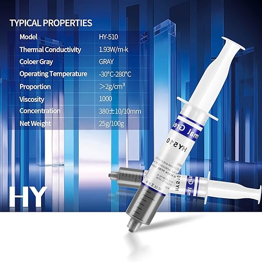 HY-510-25g Thermal Conductivity: >1.93W/m-k CPU Thermal heatsink Paste Silicone Grease Compound Non-Conductive for pc CPU gpu PS4 25Gram