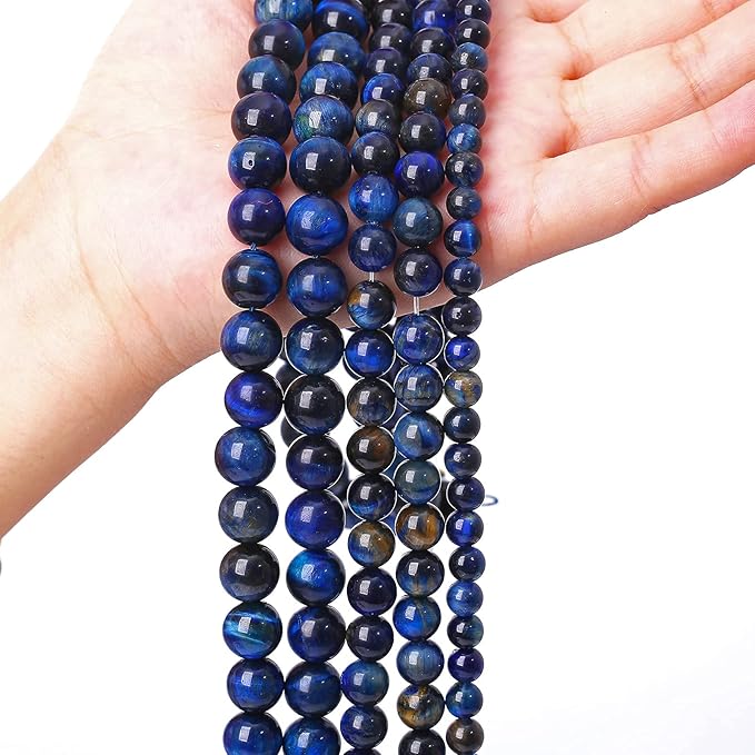 Lapis Lazuli Blue Tiger Eye Beads Natural Stone Round Loose Beads Energy Gemstone Healing Power for Jewelry Making 1 Strand 6mm 60pcs 15"