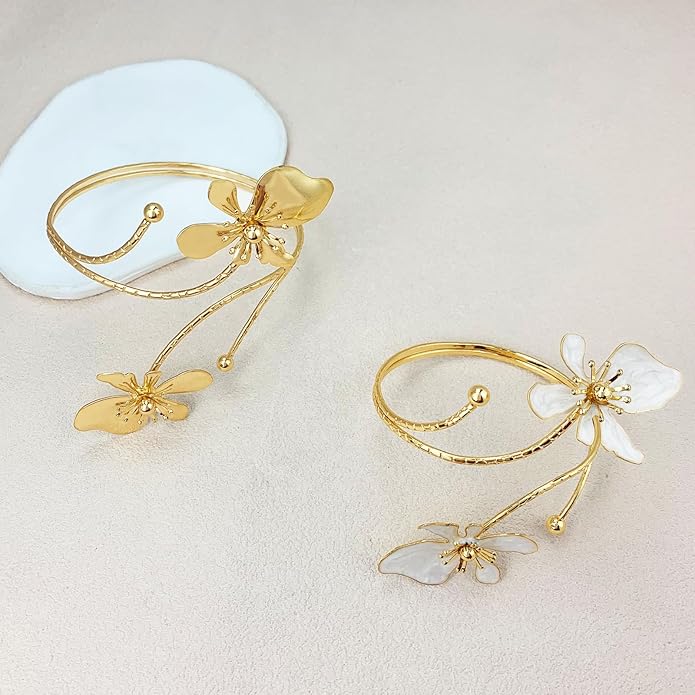 KOLODOGO Arm Cuff Jewelry for Women Upper ArmBand Cuff Bracelet Adjustable Flower Cuff Jewelry Gift for Women