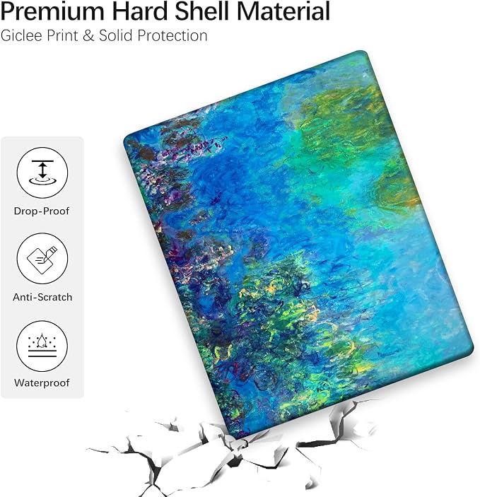 Berkin Arts for MacBook Air 13.6 inch Case A3240 A3113 A2681 (M4 M3 M2) 2025 2024-2022 Release with Keyboard Cover & Screen Protector Cloisonnism (Wisteria by Monet)